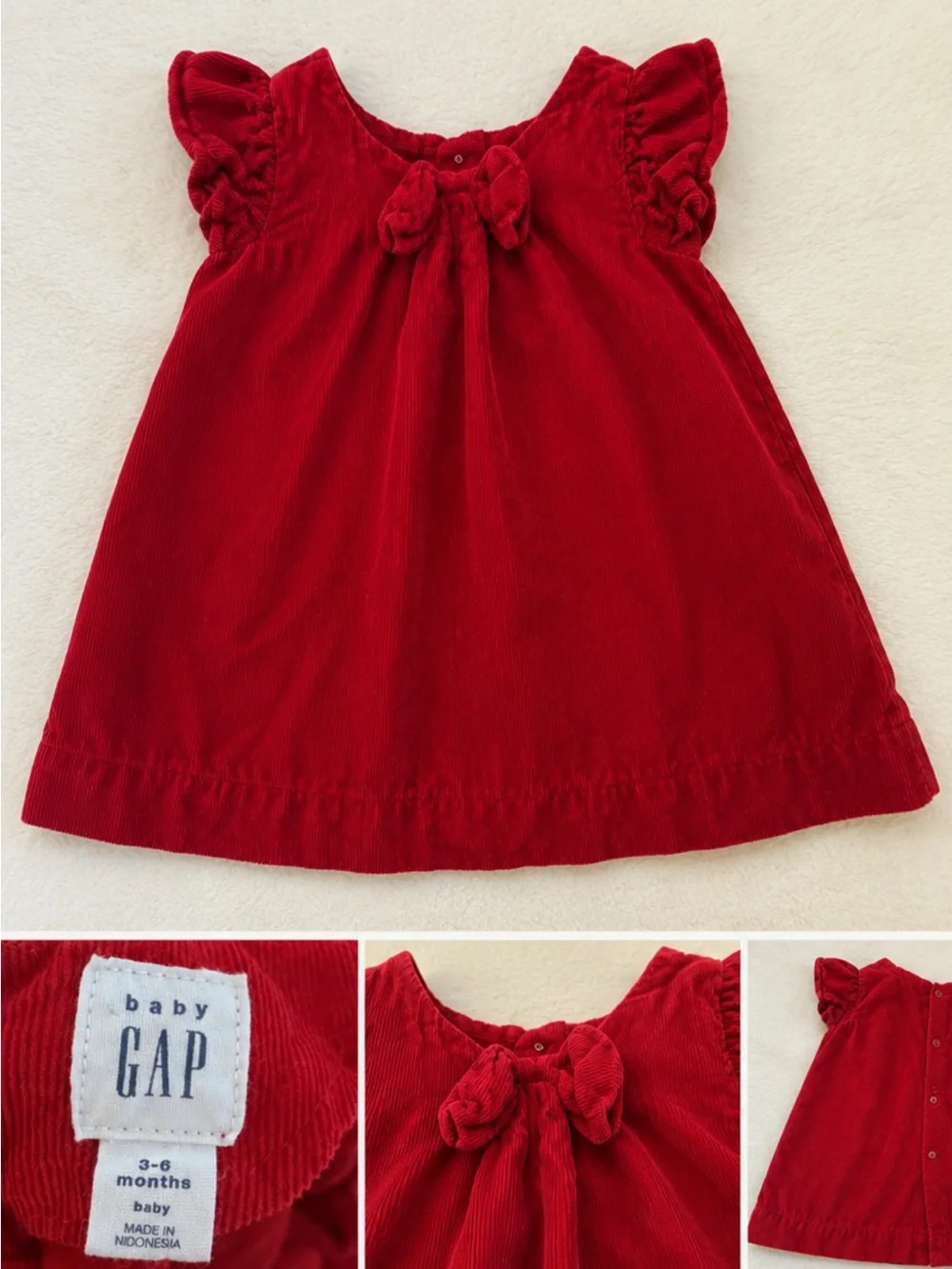 GAP Red Corduroy Bow-Front Baby Dress
